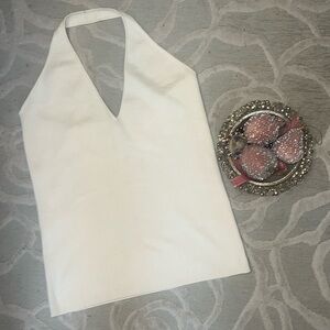 NWT🌷BANANA REPUBLIC🌷Cream silk nylon Lycra halter sweater shell